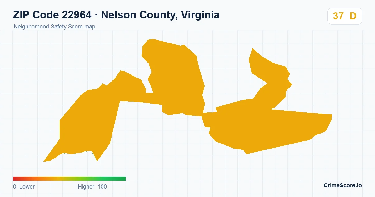 ZIP Code 22964 in Nelson County, Virginia neighborhood Safety Score map
