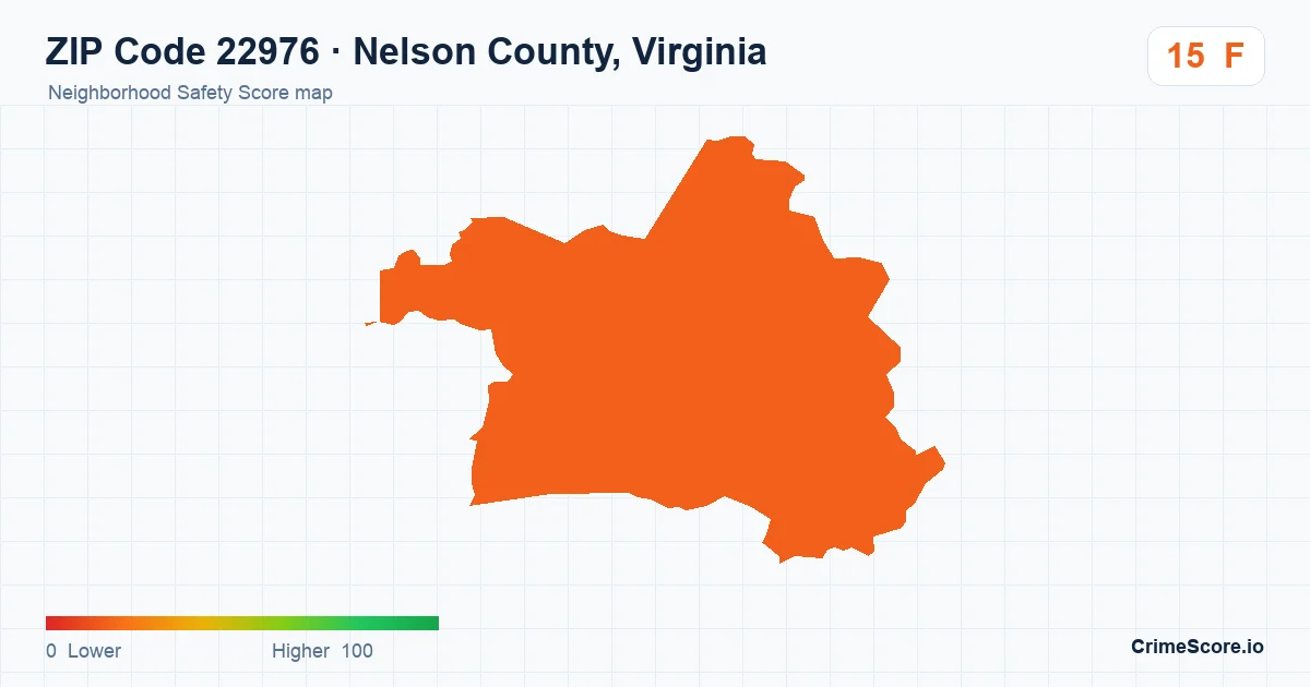 ZIP Code 22976 in Nelson County, Virginia neighborhood Safety Score map