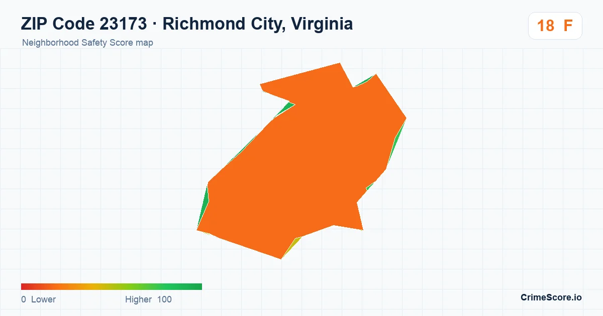 ZIP Code 23173 in Richmond City, Virginia neighborhood Safety Score map