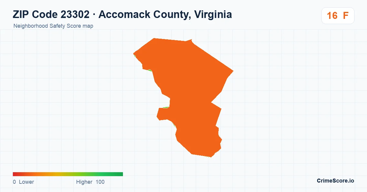 ZIP Code 23302 in Accomack County, Virginia neighborhood Safety Score map