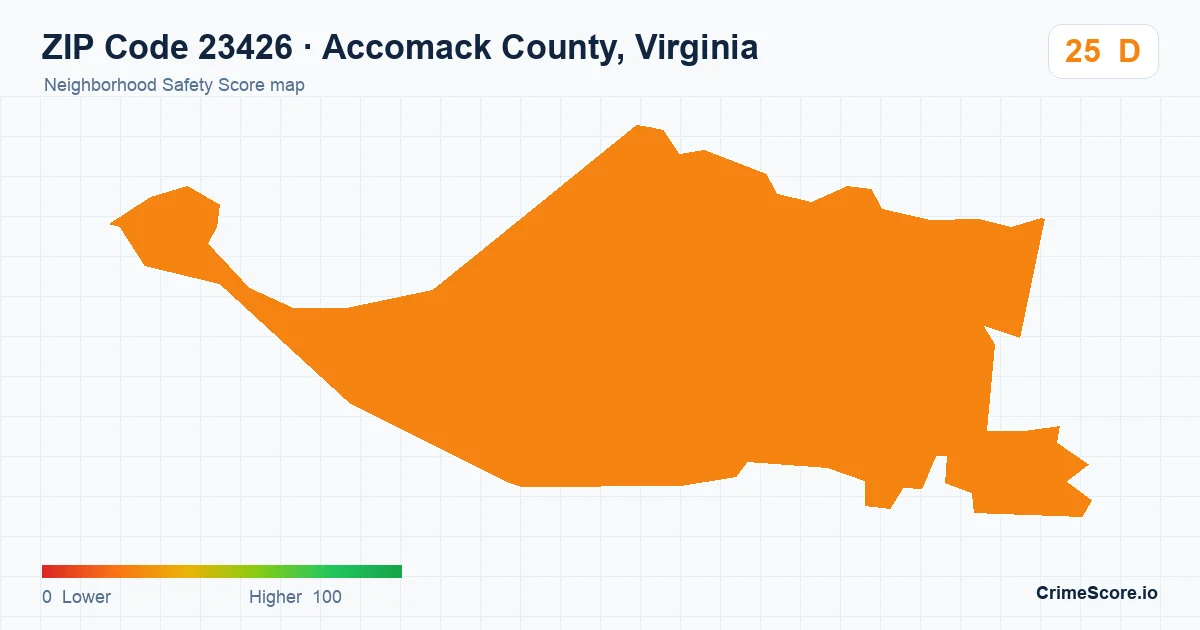 ZIP Code 23426 in Accomack County, Virginia neighborhood Safety Score map