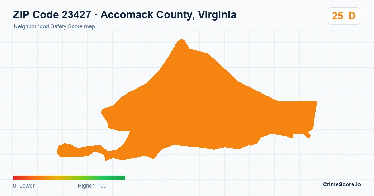 ZIP Code 23427 in Accomack County, Virginia neighborhood Safety Score map