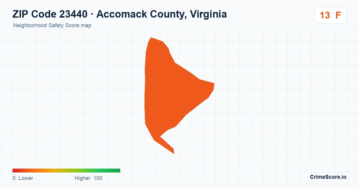 ZIP Code 23440 in Accomack County, Virginia neighborhood Safety Score map