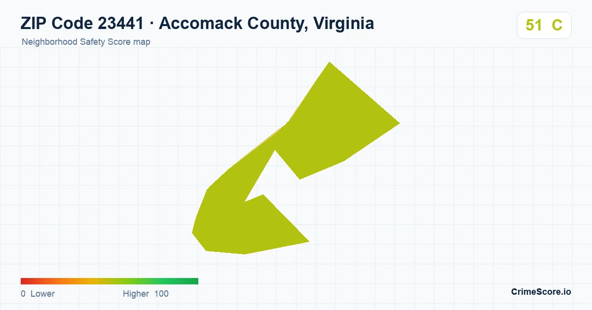 ZIP Code 23441 in Accomack County, Virginia neighborhood Safety Score map