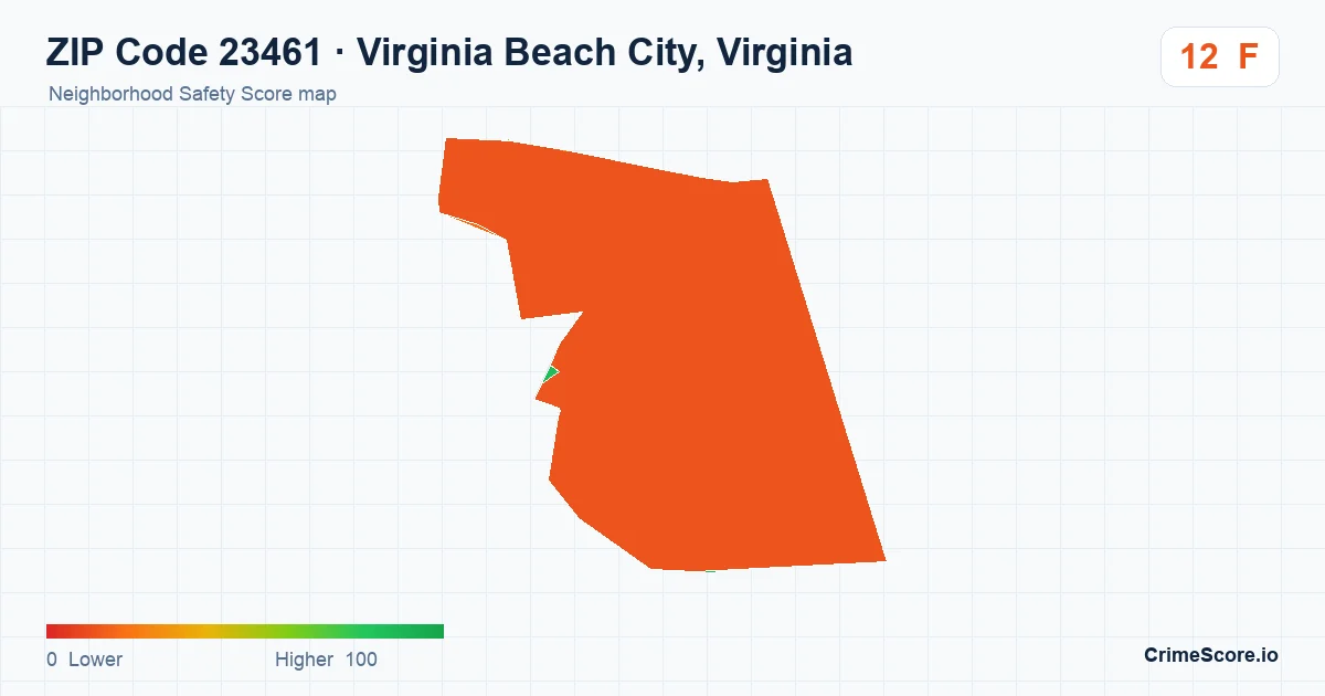 ZIP Code 23461 in Virginia Beach City, Virginia neighborhood Safety Score map