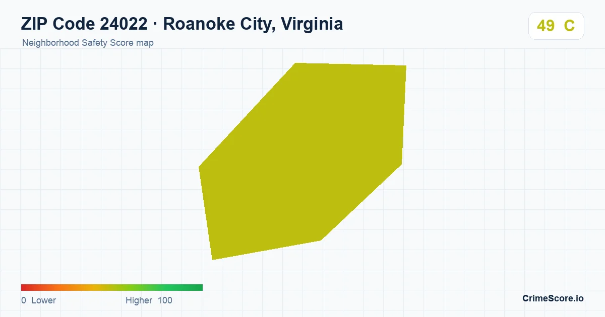ZIP Code 24022 in Roanoke City, Virginia neighborhood Safety Score map