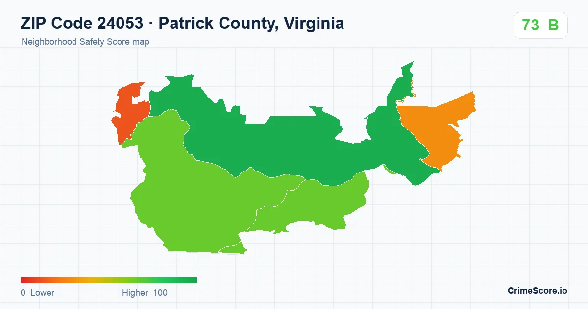 ZIP Code 24053 in Patrick County, Virginia neighborhood Safety Score map