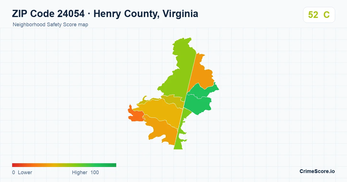 ZIP Code 24054 in Henry County, Virginia neighborhood Safety Score map