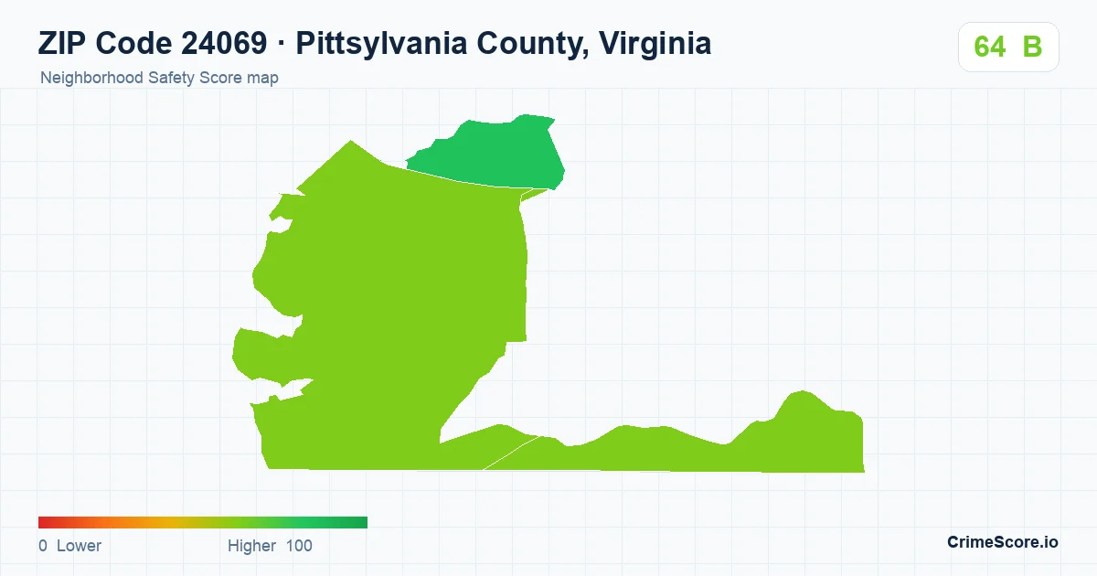 ZIP Code 24069 in Pittsylvania County, Virginia neighborhood Safety Score map