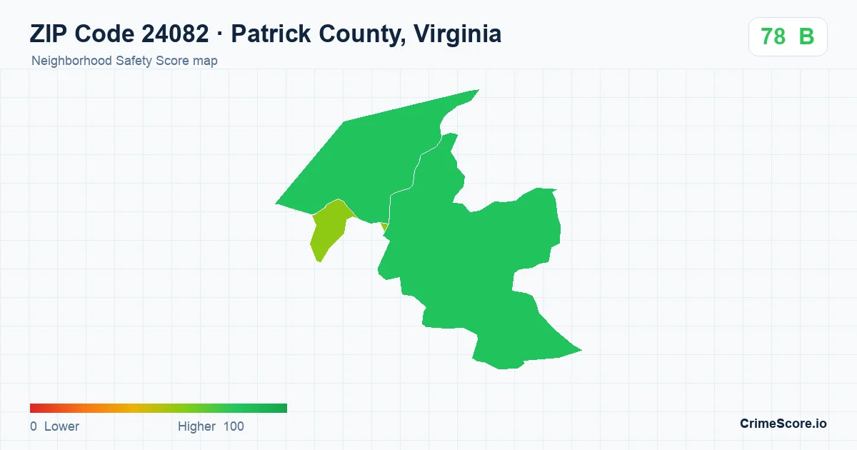 ZIP Code 24082 in Patrick County, Virginia neighborhood Safety Score map