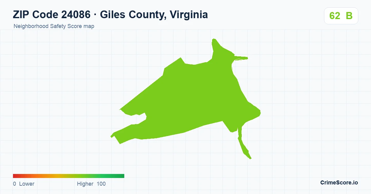 ZIP Code 24086 in Giles County, Virginia neighborhood Safety Score map
