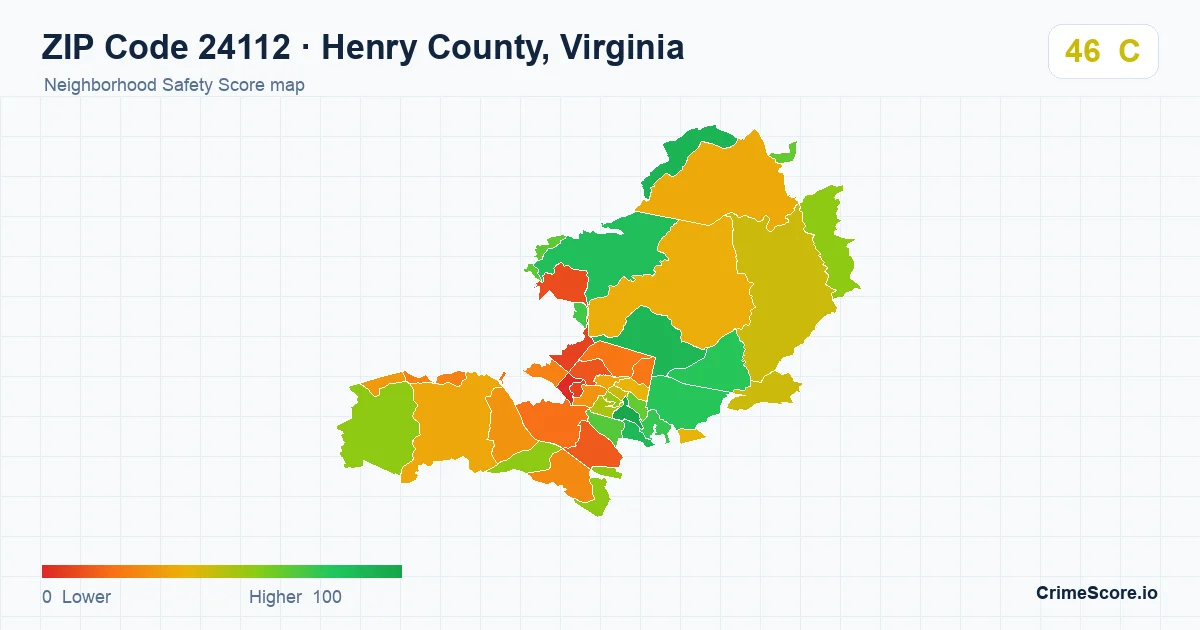 ZIP Code 24112 in Henry County, Virginia neighborhood Safety Score map