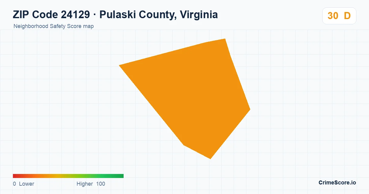 ZIP Code 24129 in Pulaski County, Virginia neighborhood Safety Score map