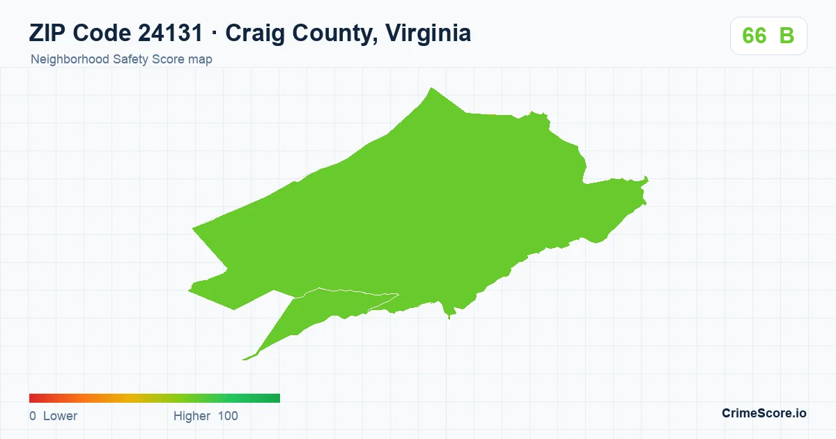 ZIP Code 24131 in Craig County, Virginia neighborhood Safety Score map