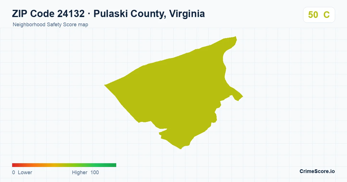 ZIP Code 24132 in Pulaski County, Virginia neighborhood Safety Score map