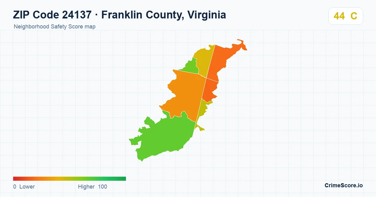 ZIP Code 24137 in Franklin County, Virginia neighborhood Safety Score map
