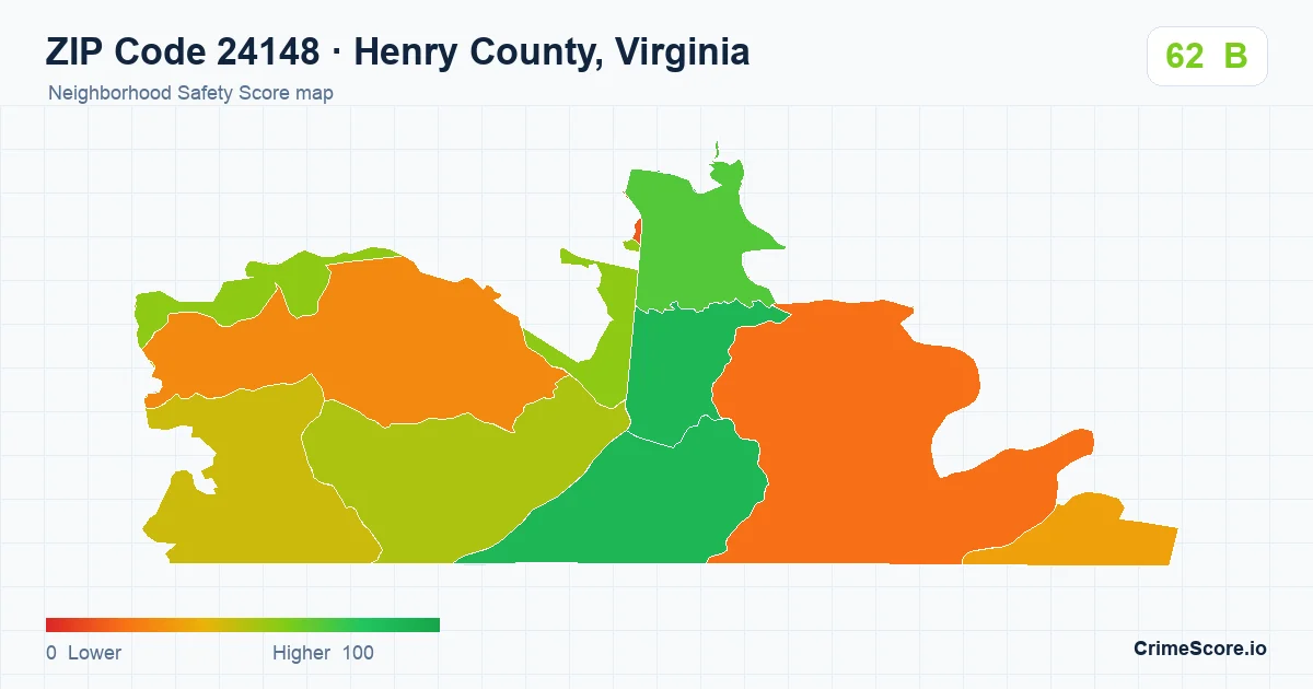 ZIP Code 24148 in Henry County, Virginia neighborhood Safety Score map