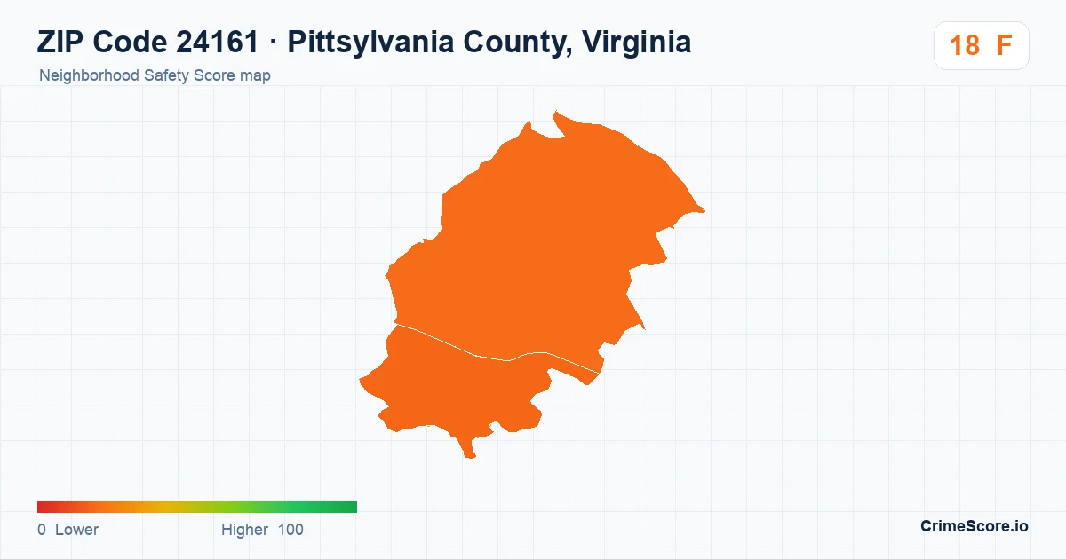 ZIP Code 24161 in Pittsylvania County, Virginia neighborhood Safety Score map