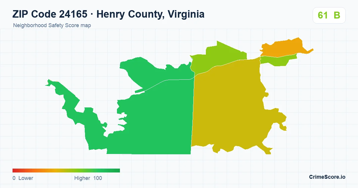 ZIP Code 24165 in Henry County, Virginia neighborhood Safety Score map