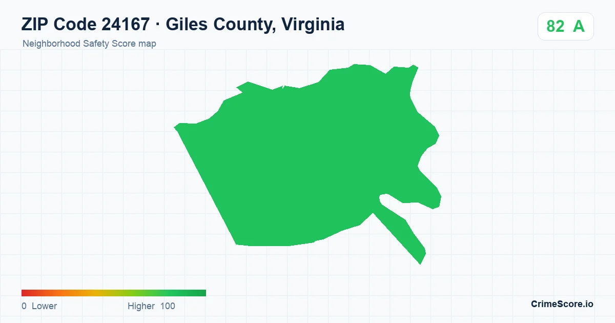 ZIP Code 24167 in Giles County, Virginia neighborhood Safety Score map