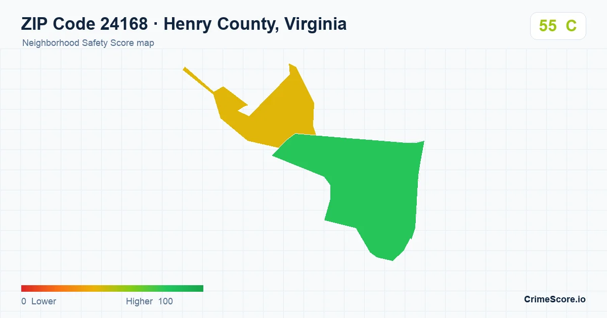 ZIP Code 24168 in Henry County, Virginia neighborhood Safety Score map