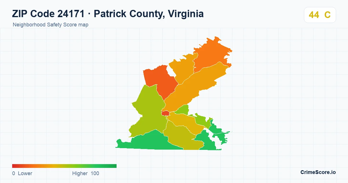 ZIP Code 24171 in Patrick County, Virginia neighborhood Safety Score map