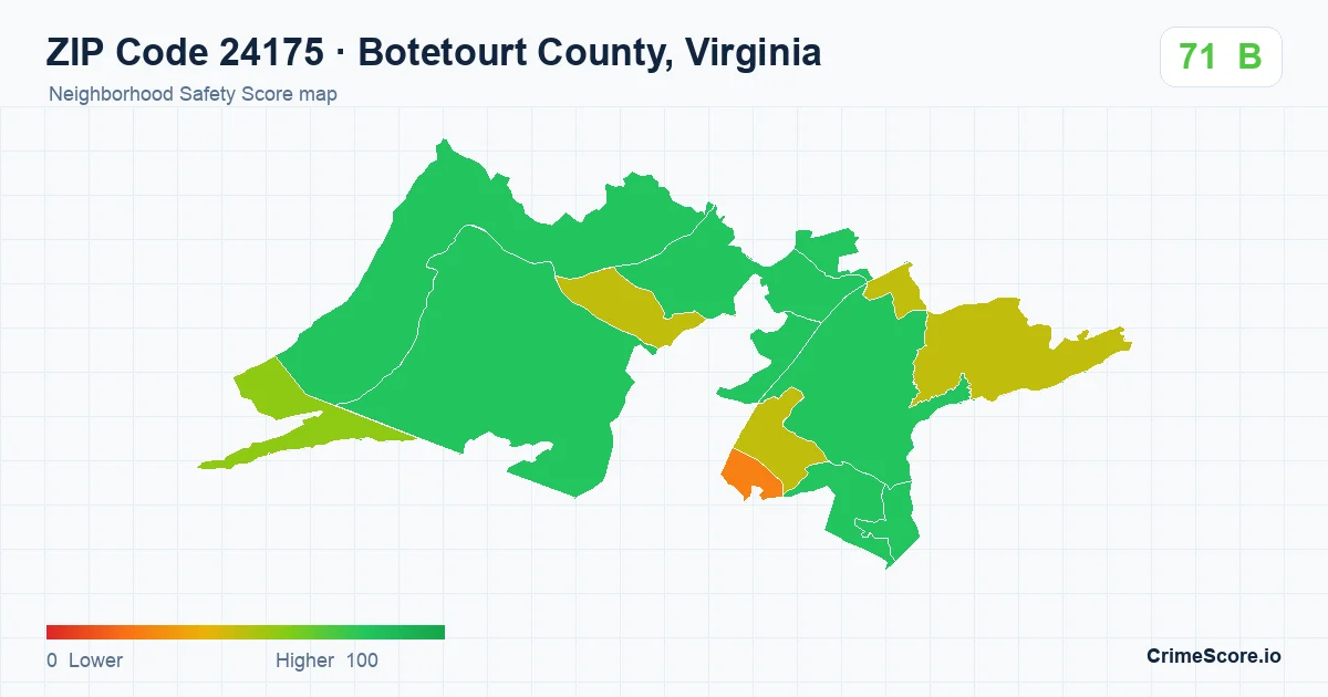 ZIP Code 24175 in Botetourt County, Virginia neighborhood Safety Score map