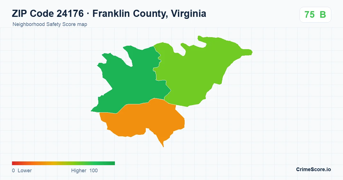 ZIP Code 24176 in Franklin County, Virginia neighborhood Safety Score map