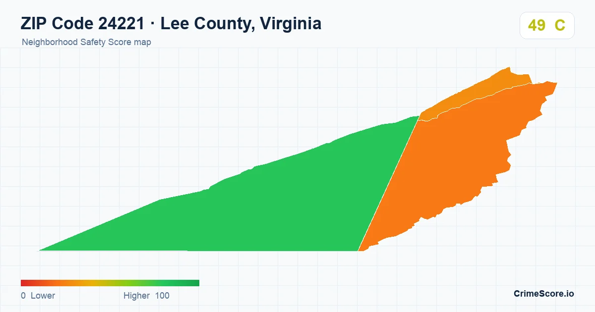 ZIP Code 24221 in Lee County, Virginia neighborhood Safety Score map