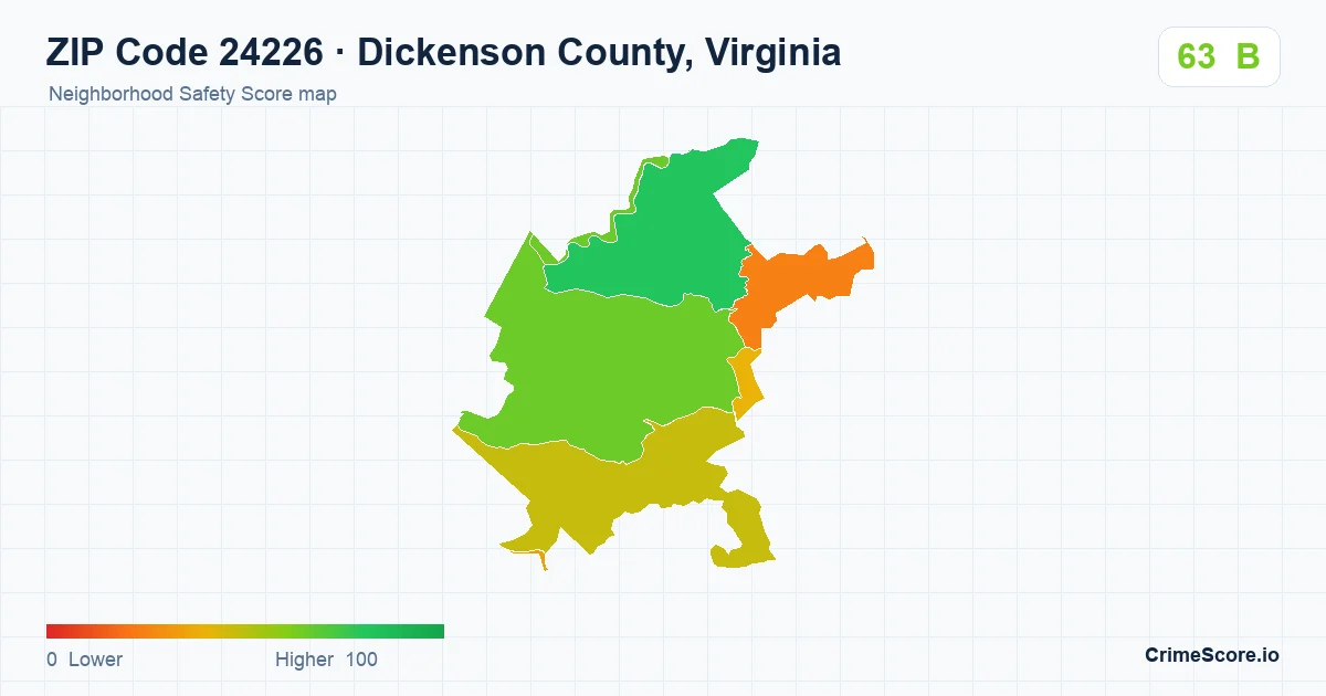 ZIP Code 24226 in Dickenson County, Virginia neighborhood Safety Score map