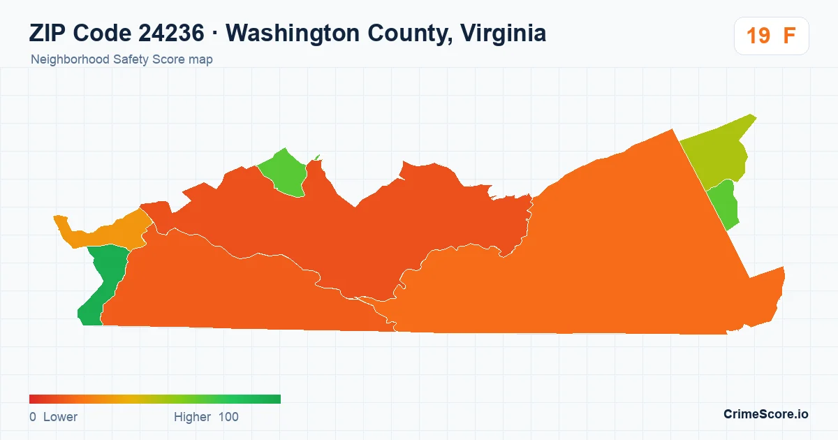 ZIP Code 24236 in Washington County, Virginia neighborhood Safety Score map