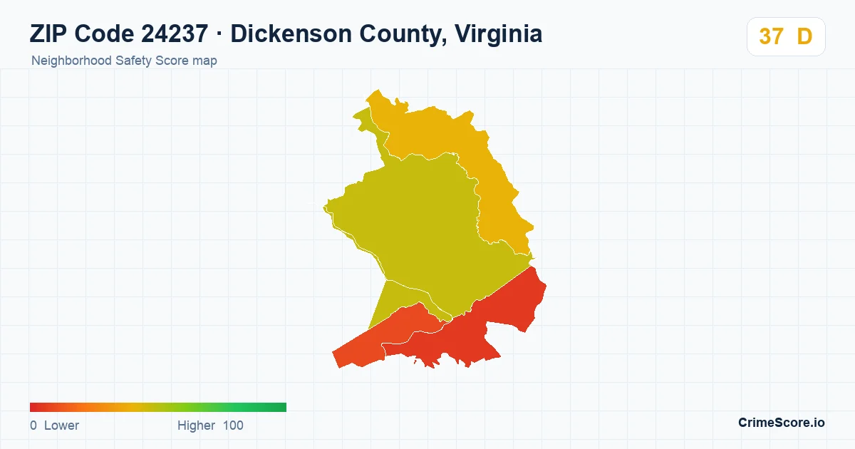 ZIP Code 24237 in Dickenson County, Virginia neighborhood Safety Score map