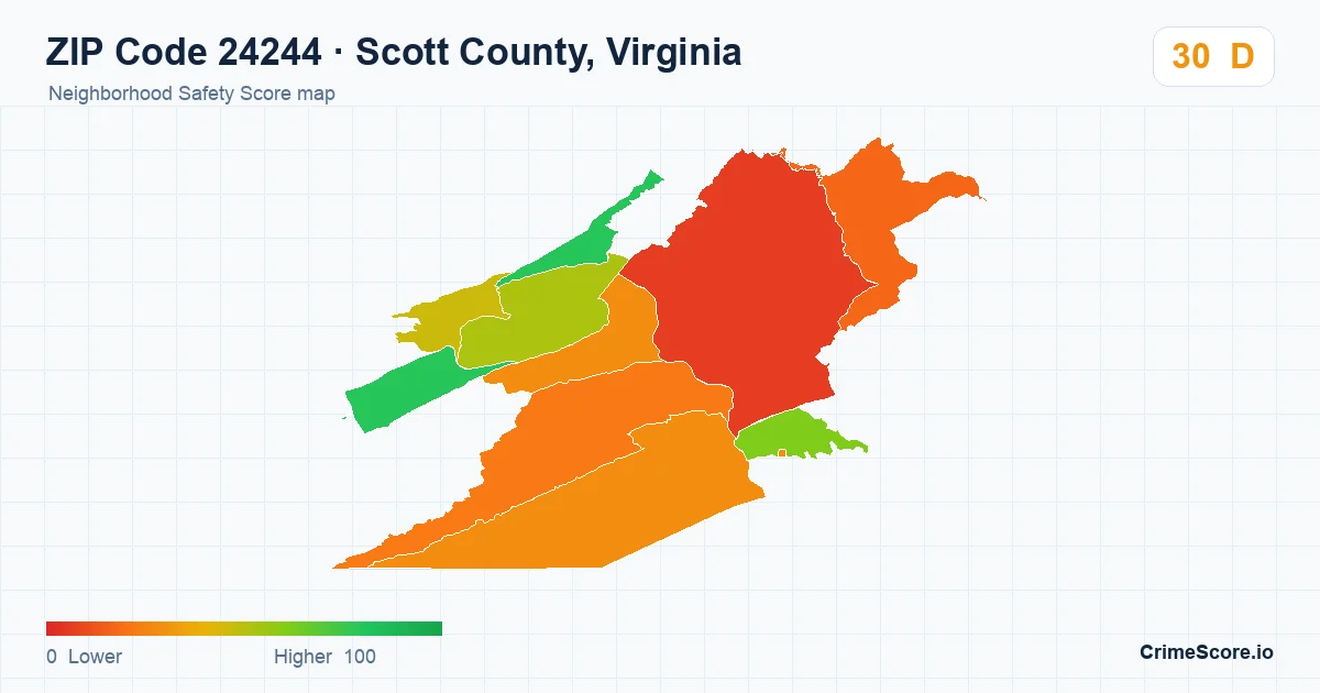 ZIP Code 24244 in Scott County, Virginia neighborhood Safety Score map