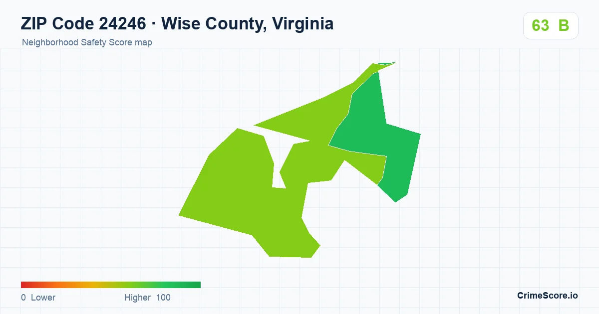 ZIP Code 24246 in Wise County, Virginia neighborhood Safety Score map
