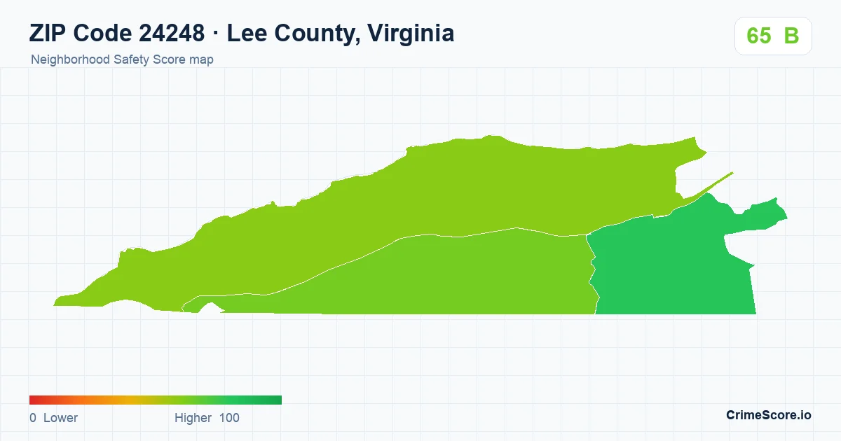ZIP Code 24248 in Lee County, Virginia neighborhood Safety Score map