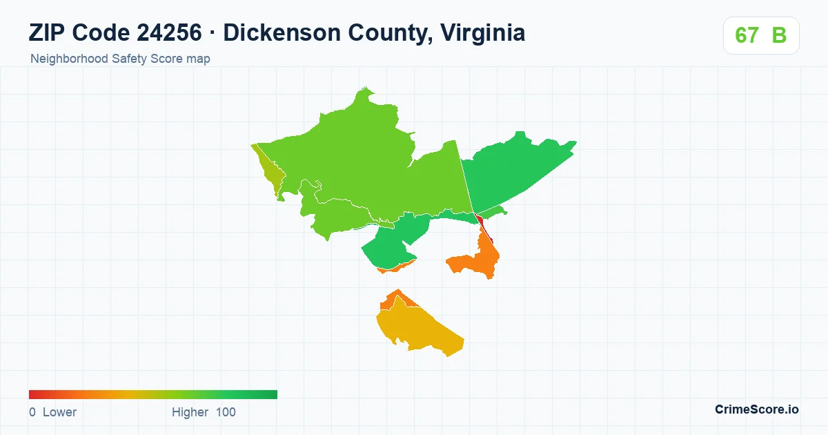 ZIP Code 24256 in Dickenson County, Virginia neighborhood Safety Score map