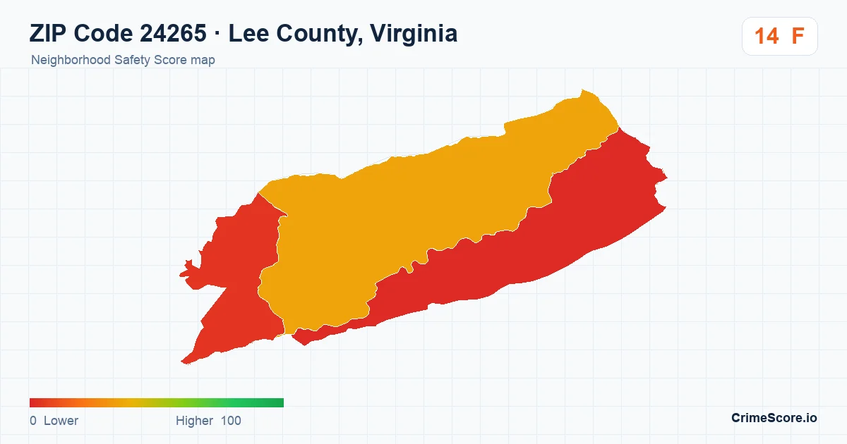 ZIP Code 24265 in Lee County, Virginia neighborhood Safety Score map