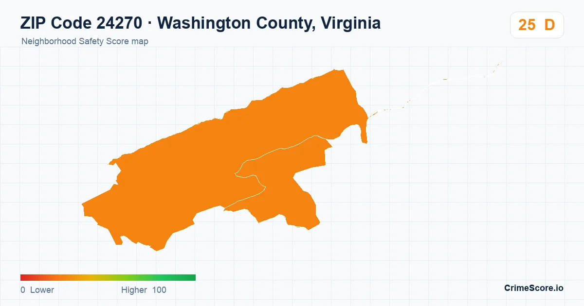 ZIP Code 24270 in Washington County, Virginia neighborhood Safety Score map