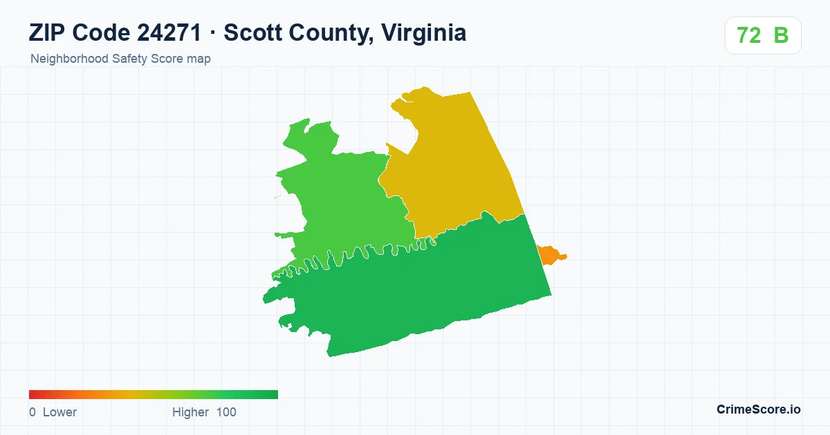 ZIP Code 24271 in Scott County, Virginia neighborhood Safety Score map