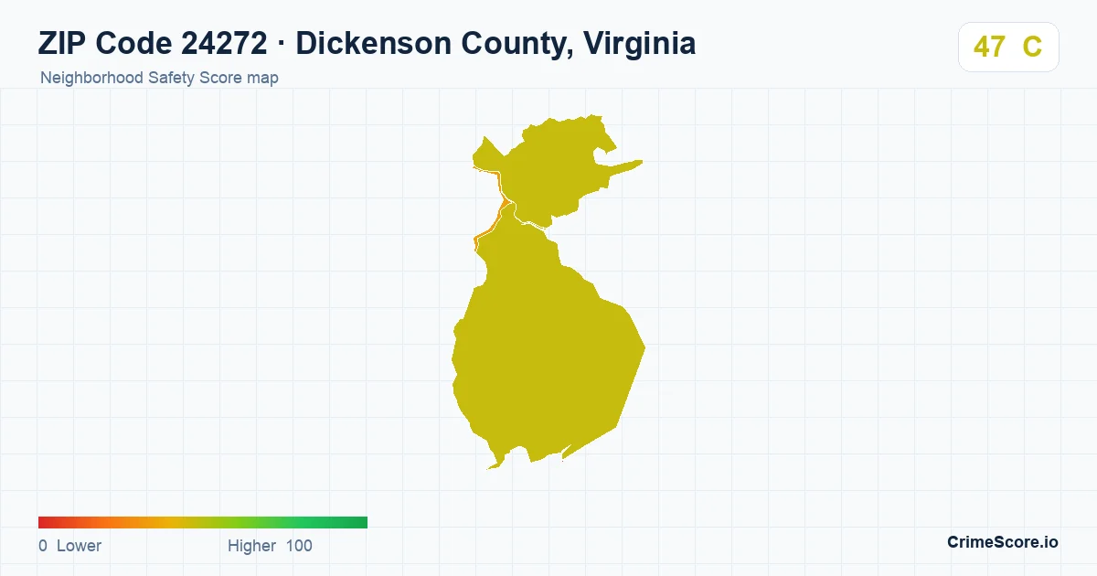 ZIP Code 24272 in Dickenson County, Virginia neighborhood Safety Score map