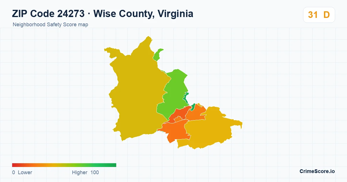ZIP Code 24273 in Wise County, Virginia neighborhood Safety Score map