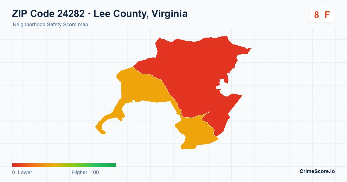 ZIP Code 24282 in Lee County, Virginia neighborhood Safety Score map