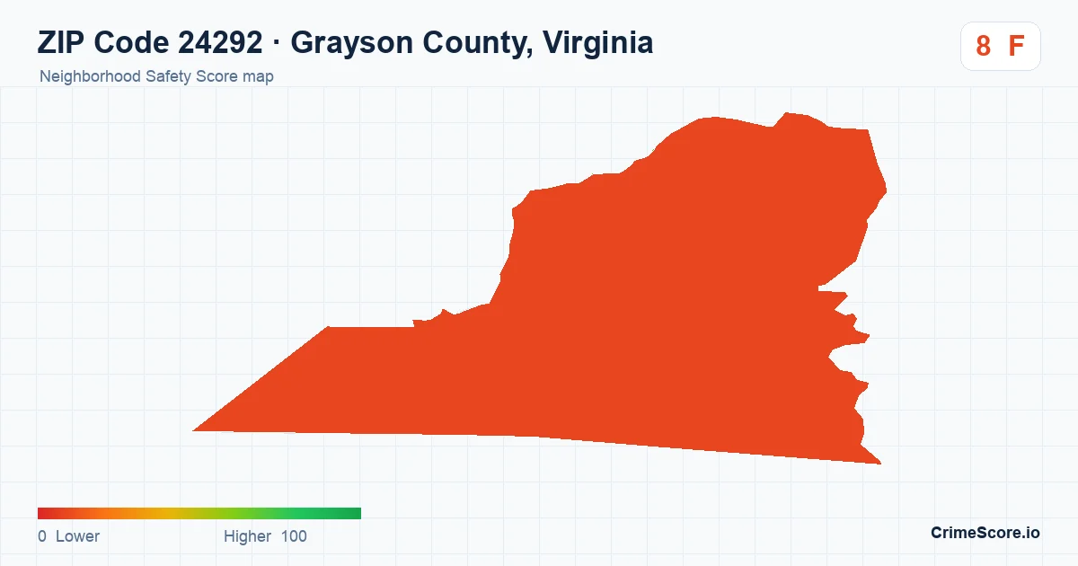 ZIP Code 24292 in Grayson County, Virginia neighborhood Safety Score map