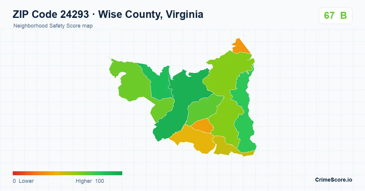 ZIP Code 24293 in Wise County, Virginia neighborhood Safety Score map