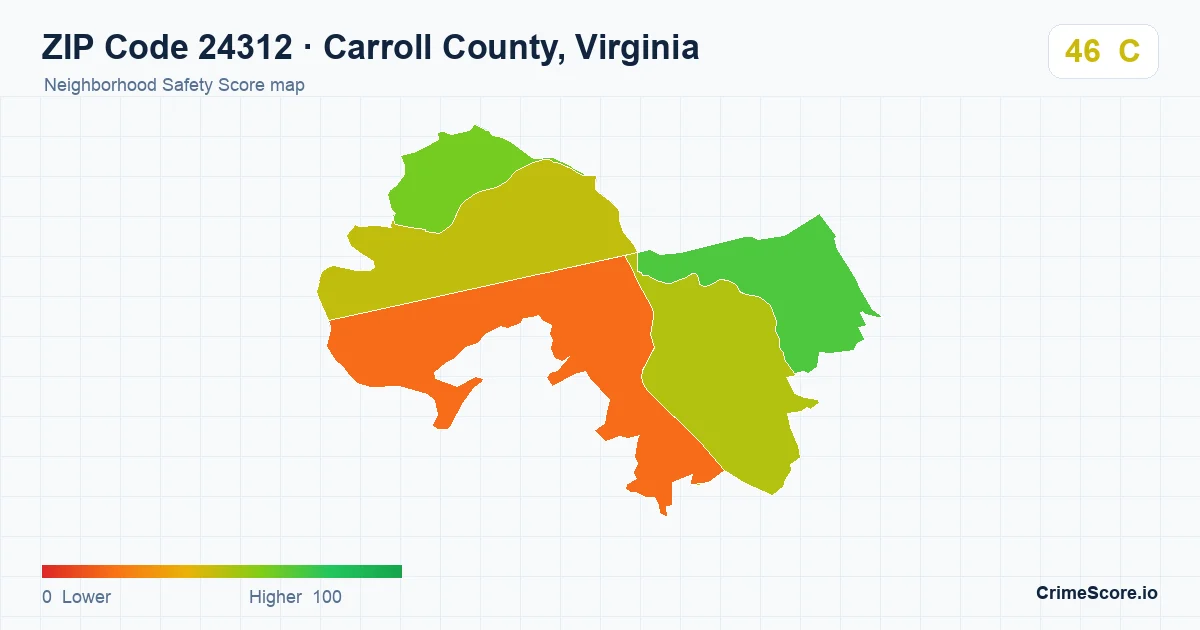 ZIP Code 24312 in Carroll County, Virginia neighborhood Safety Score map