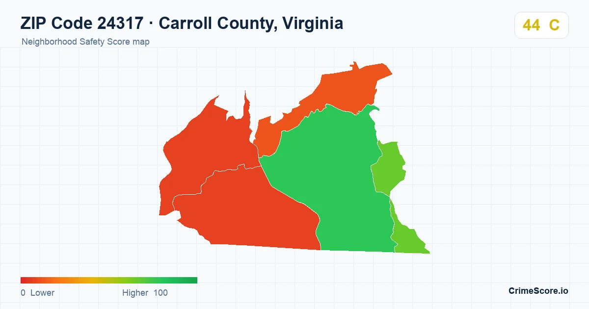 ZIP Code 24317 in Carroll County, Virginia neighborhood Safety Score map