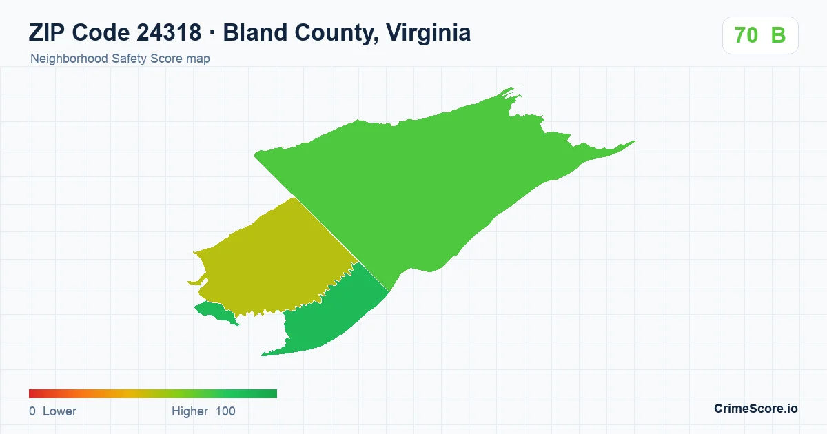 ZIP Code 24318 in Bland County, Virginia neighborhood Safety Score map