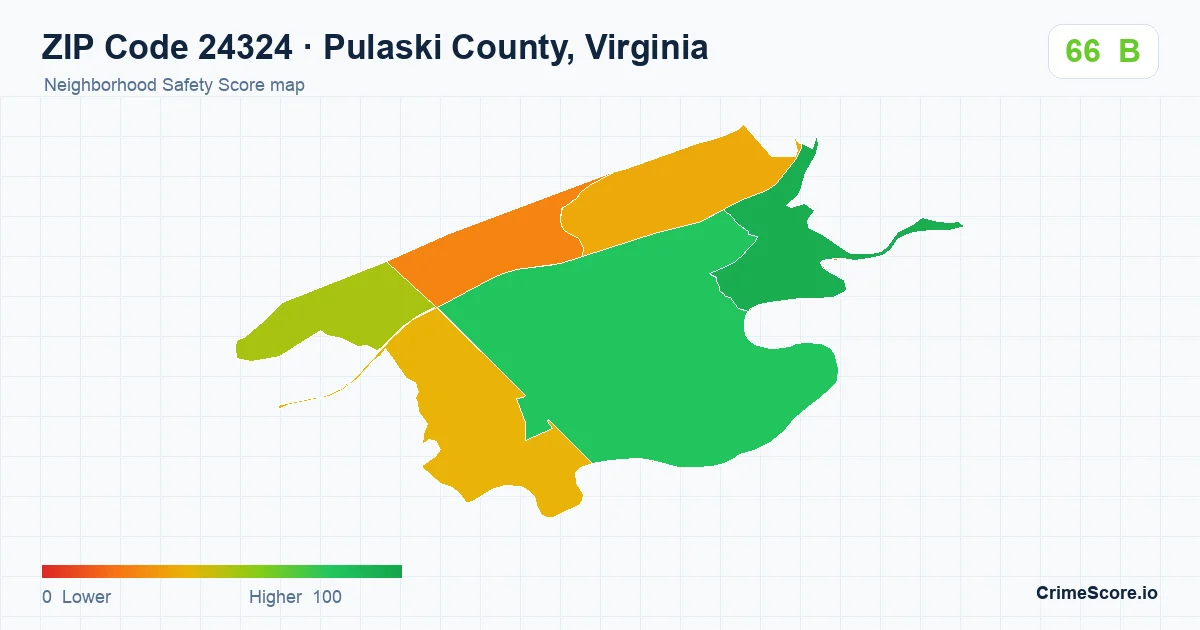 ZIP Code 24324 in Pulaski County, Virginia neighborhood Safety Score map