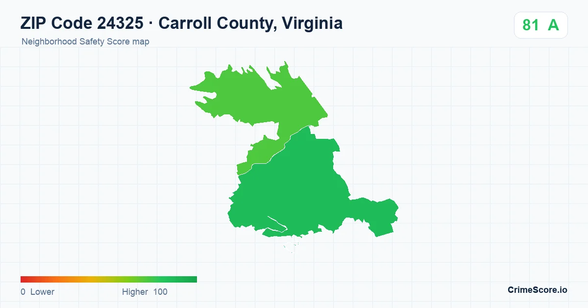 ZIP Code 24325 in Carroll County, Virginia neighborhood Safety Score map