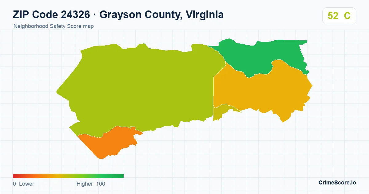 ZIP Code 24326 in Grayson County, Virginia neighborhood Safety Score map